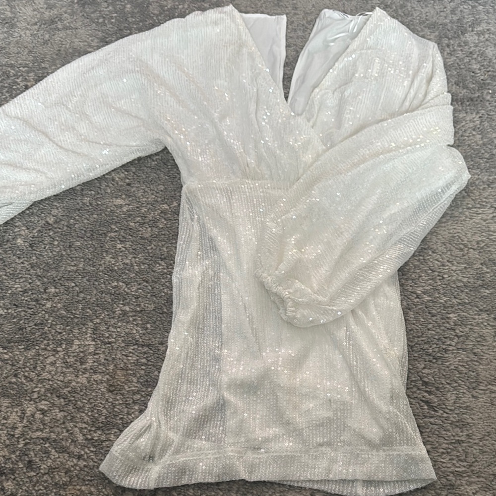 Showpo White Sequin Mini Dress